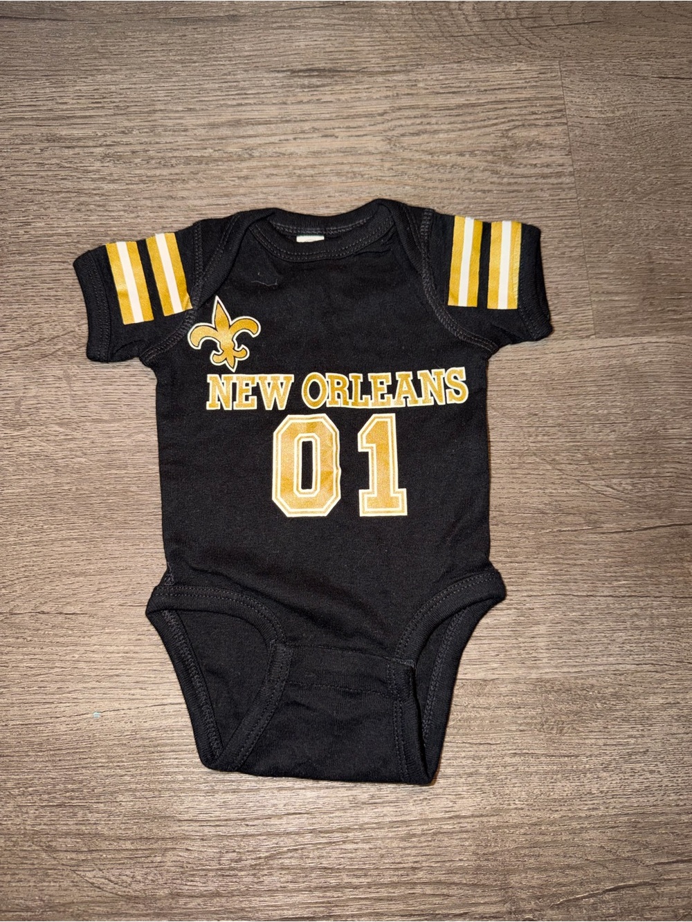 Rabbit Skins Black and Gold New Orleans '01 Baby Bodysuit